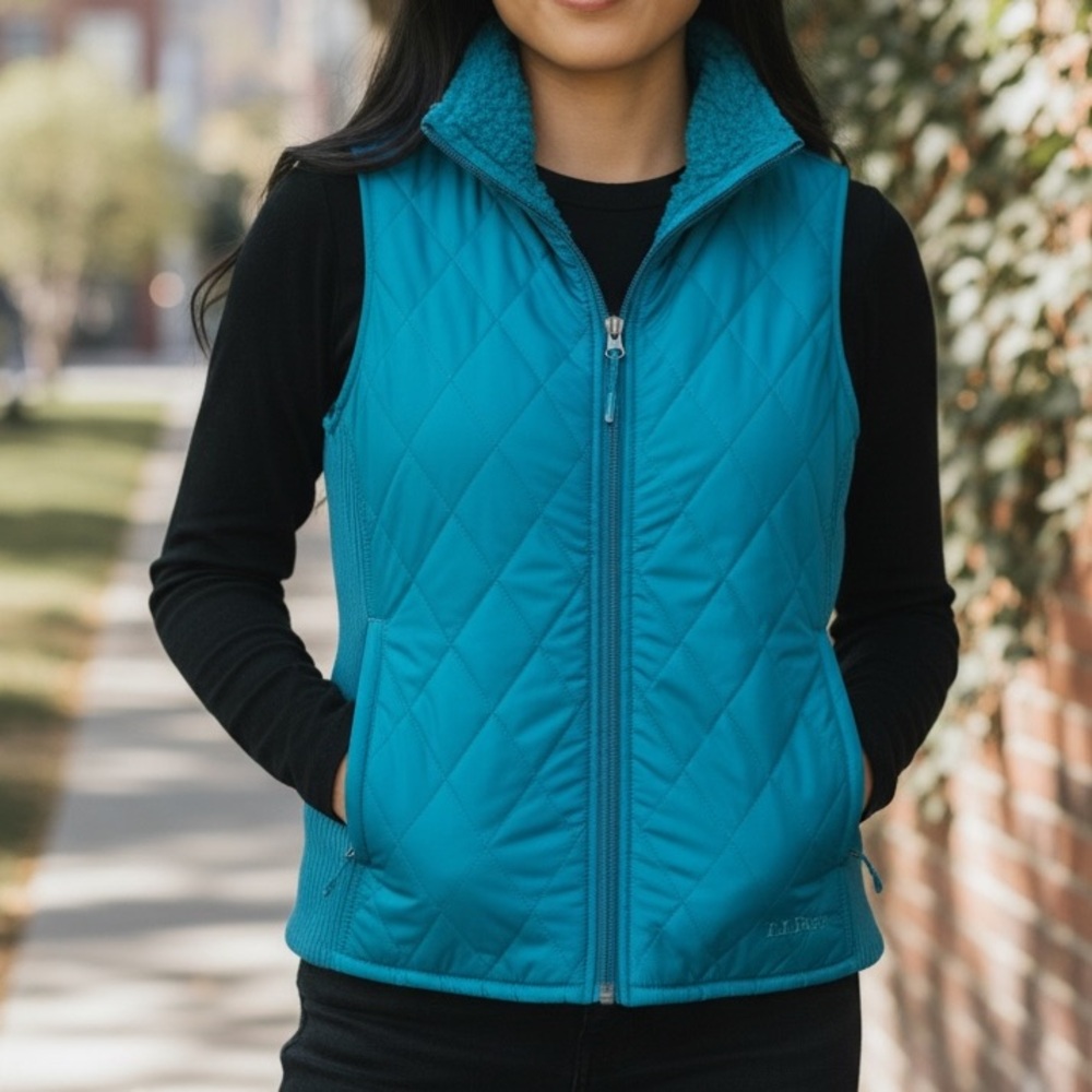 🌼5 for 25🌼 L.L. Bean Women's Teal Quilted Vest Size XSP